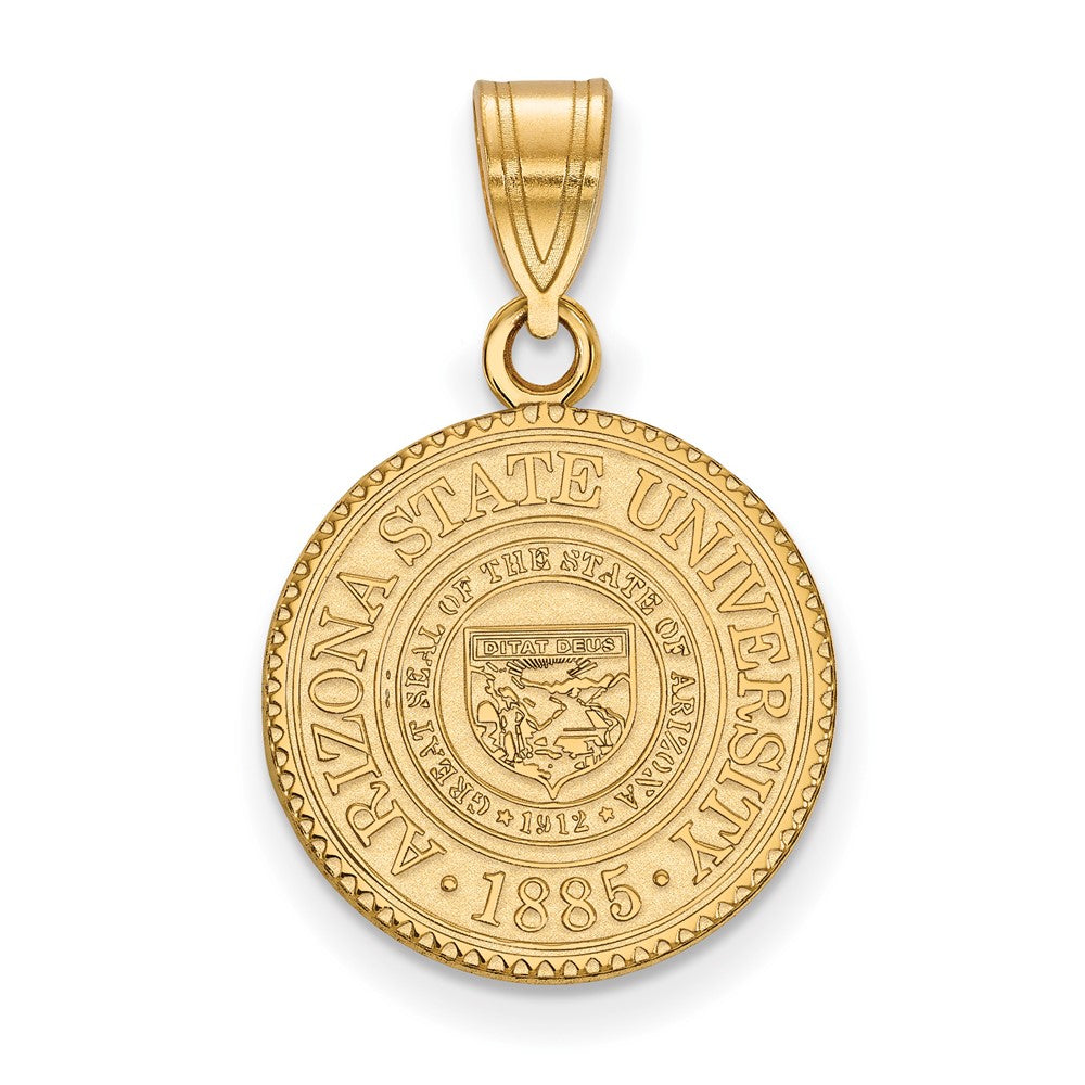 14K Yellow Gold Arizona State University Medium Crest Pendant, Item P30657 by The Black Bow Jewelry Co.