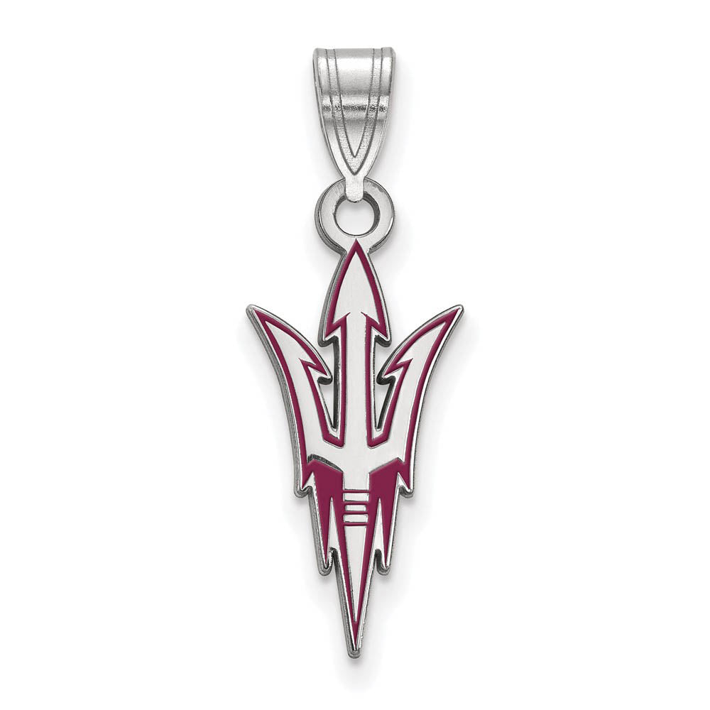 Sterling Silver Rhodium Plated Arizona State U. Large Enamel Pendant, Item P30659 by The Black Bow Jewelry Co.