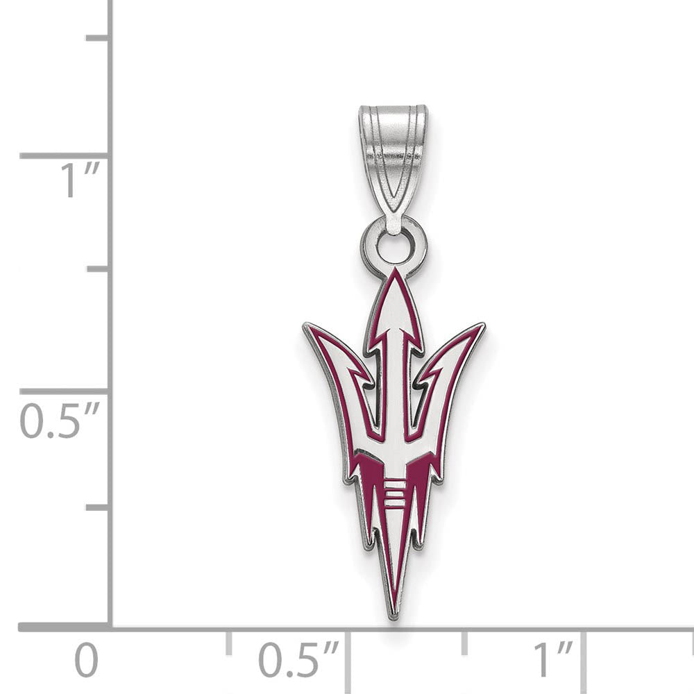 Alternate view of the Sterling Silver Rhodium Plated Arizona State U. Large Enamel Pendant by The Black Bow Jewelry Co.