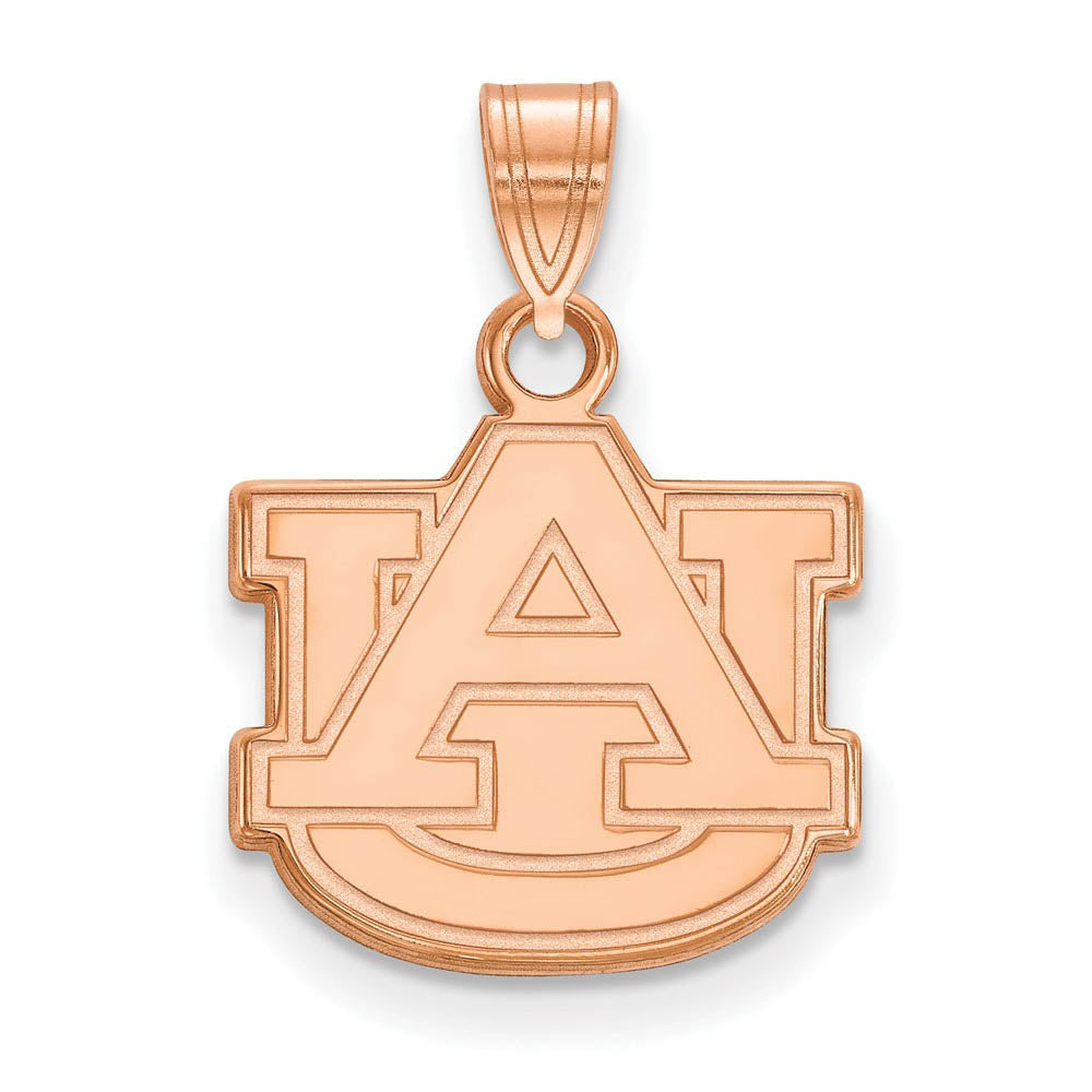 14K Rose Gold Auburn University Small 'AU' Pendant, Item P30660 by The Black Bow Jewelry Co.