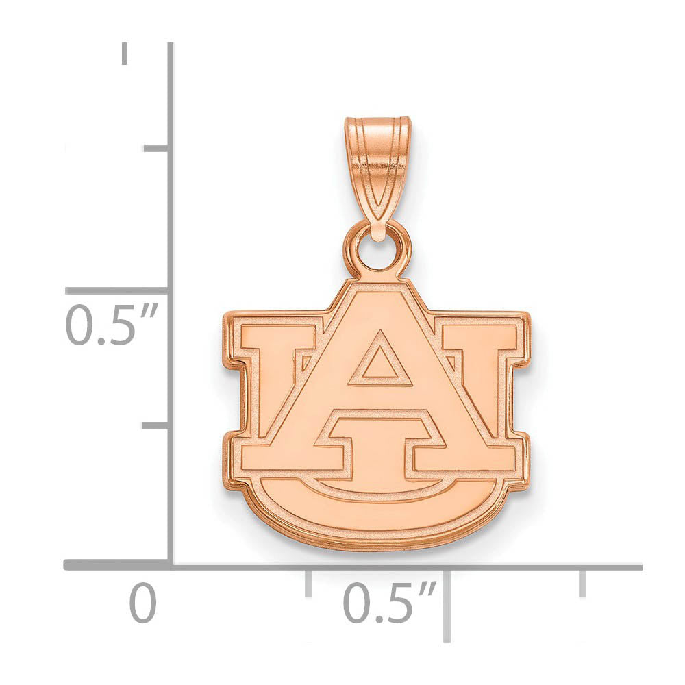 Alternate view of the 14K Rose Gold Auburn University Small 'AU' Pendant by The Black Bow Jewelry Co.