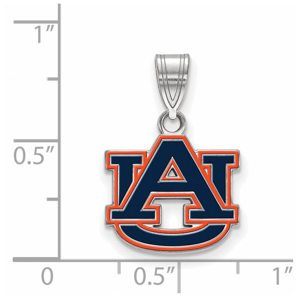 Alternate view of the Sterling Silver Rhodium Plated Auburn U. Small Enamel Pendant by The Black Bow Jewelry Co.