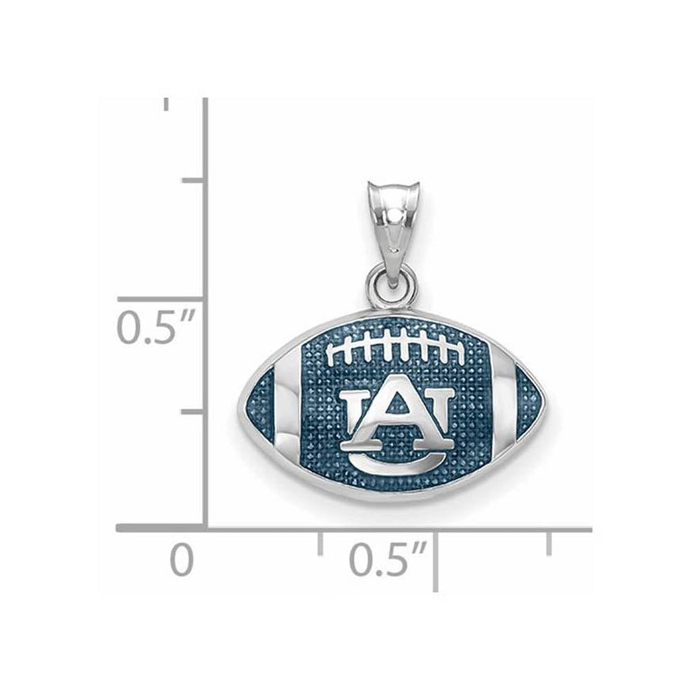 Alternate view of the Sterling Silver Rhodium Plated Auburn U. Small Enamel Football Pendant by The Black Bow Jewelry Co.