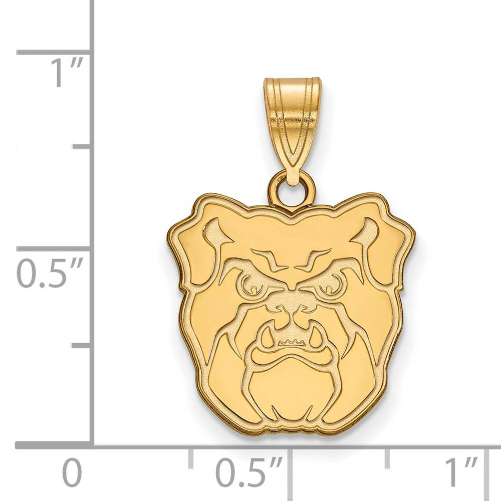 Alternate view of the 14K Yellow Gold Plated Sterling Silver Butler Univ. Medium Pendant by The Black Bow Jewelry Co.