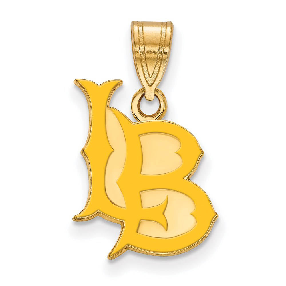 14K Yellow Gold Plated Sterling Silver CSULB Medium Enamel Pendant, Item P30666 by The Black Bow Jewelry Co.