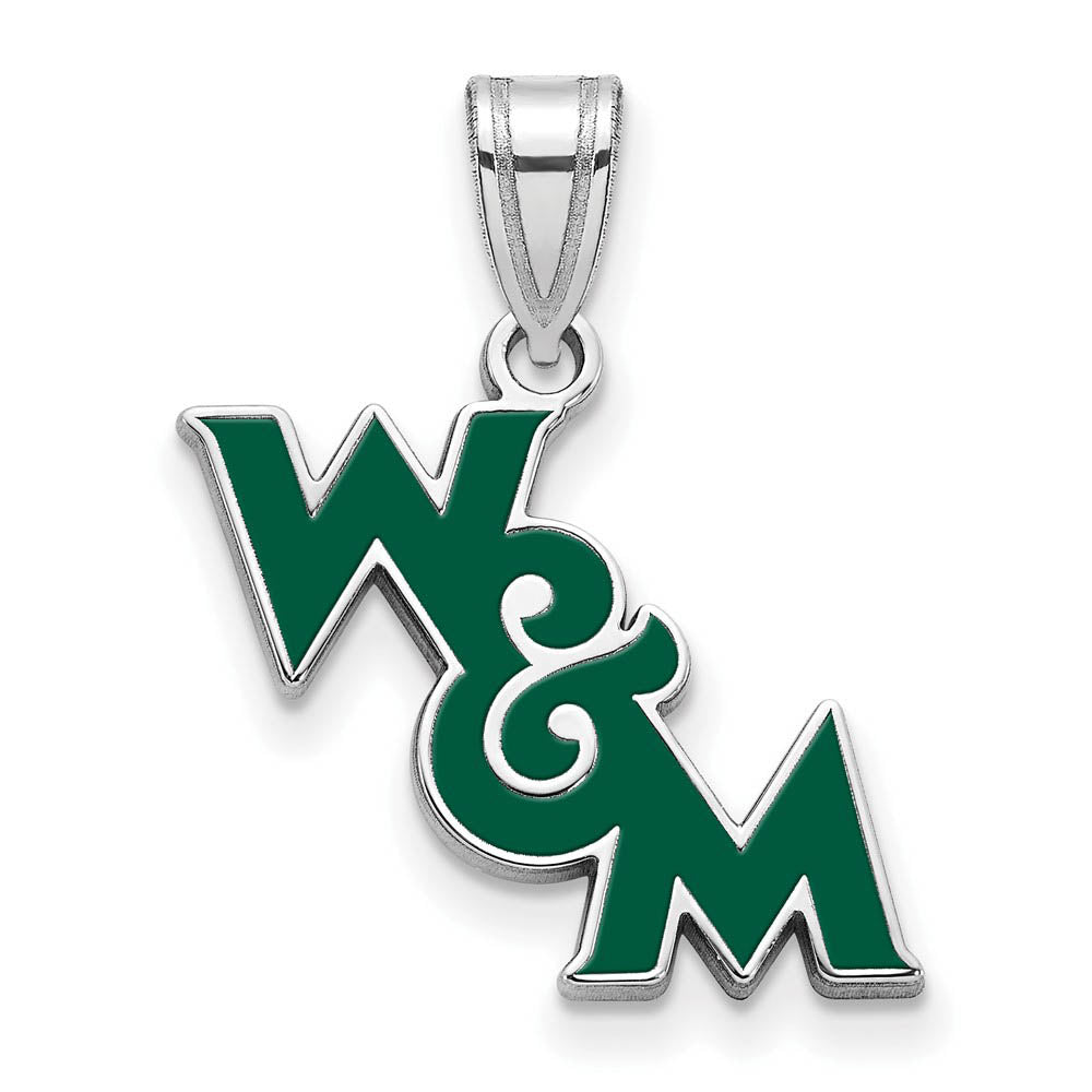 Sterling Silver Rhodium Plated William and Mary MD Enamel Pendant, Item P30675 by The Black Bow Jewelry Co.