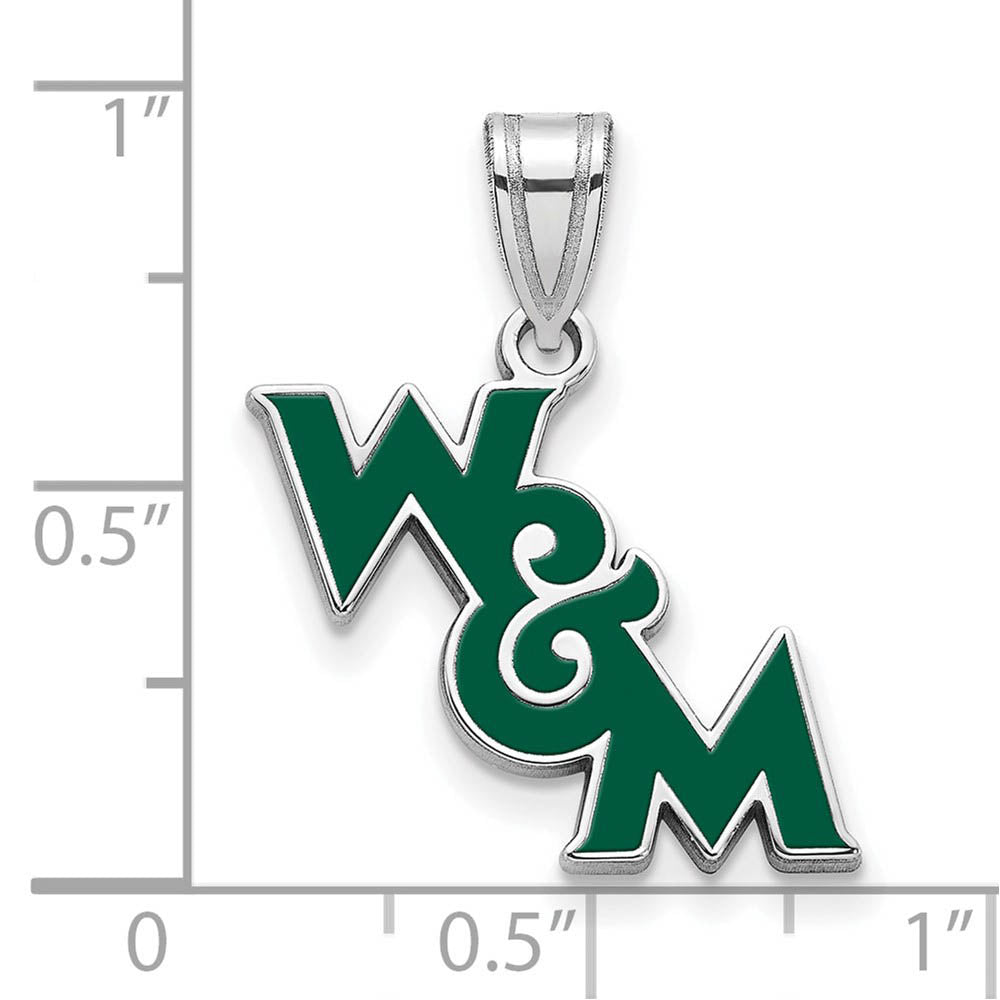 Alternate view of the Sterling Silver Rhodium Plated William and Mary MD Enamel Pendant by The Black Bow Jewelry Co.