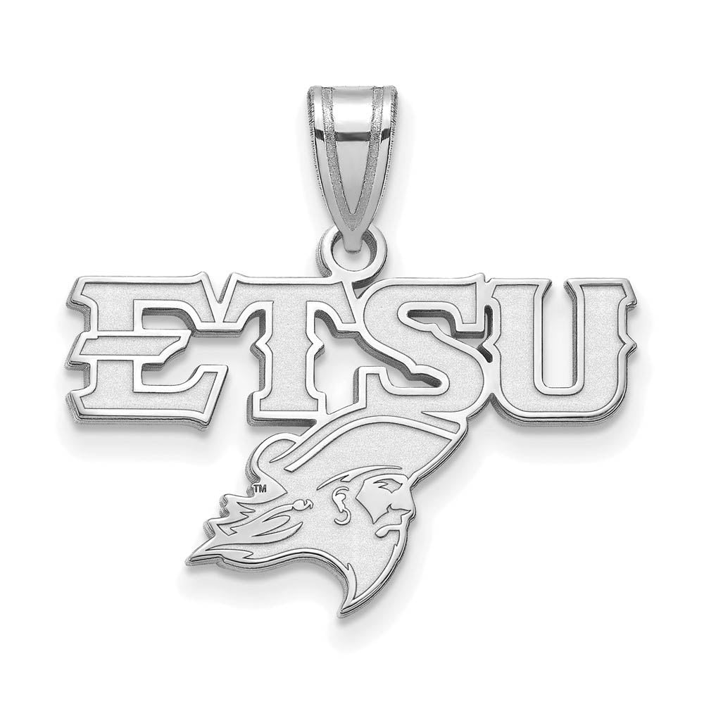 10K White Gold East Tennessee State ETSU Medium Pendant, Item P30677 by The Black Bow Jewelry Co.