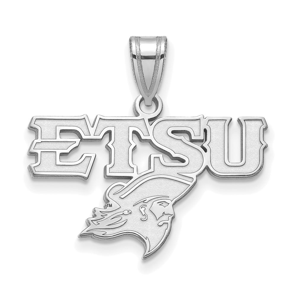 10K White Gold East Tennessee State ETSU Medium Pendant, Item P30677 by The Black Bow Jewelry Co.