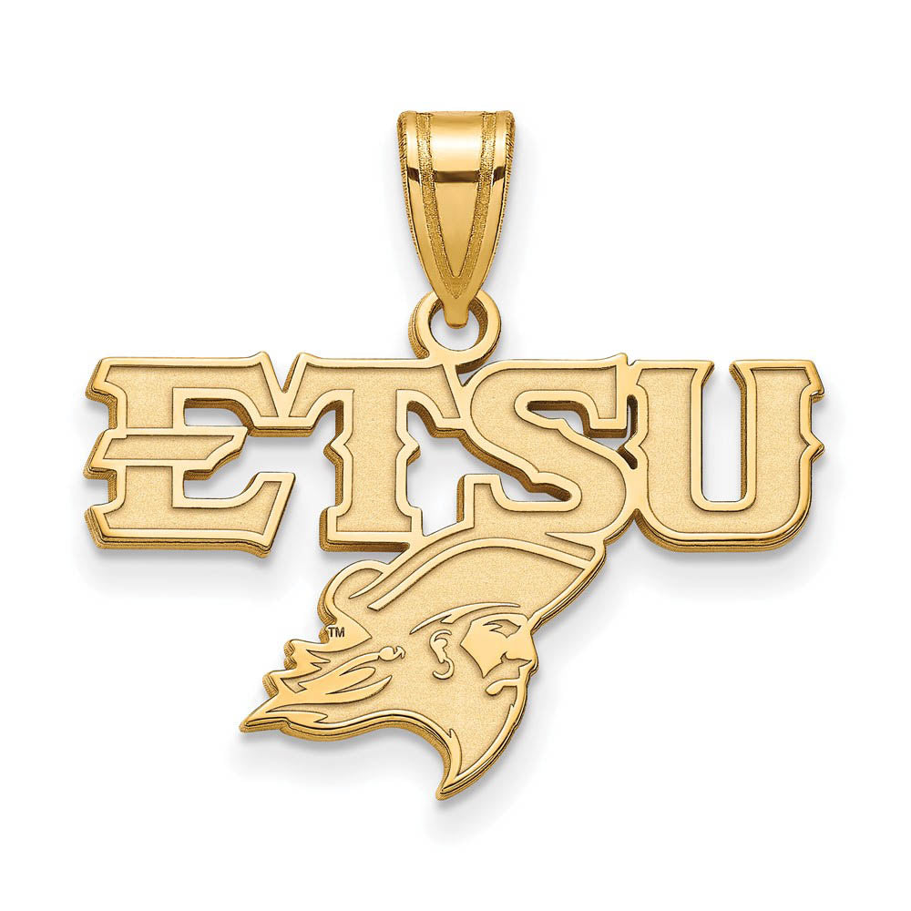 10K Yellow Gold East Tennessee State ETSU Medium Pendant, Item P30678 by The Black Bow Jewelry Co.