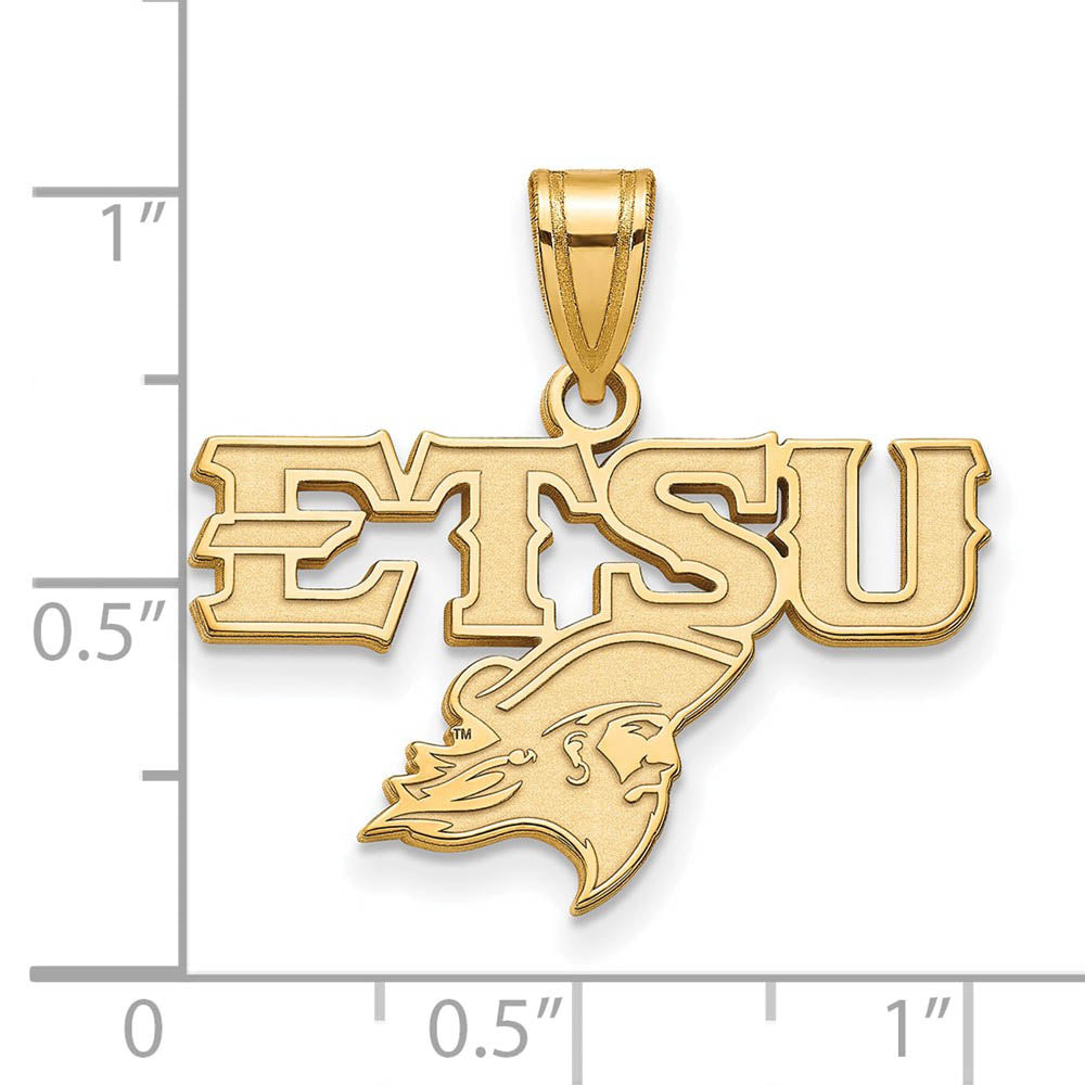 Alternate view of the 10K Yellow Gold East Tennessee State ETSU Medium Pendant by The Black Bow Jewelry Co.