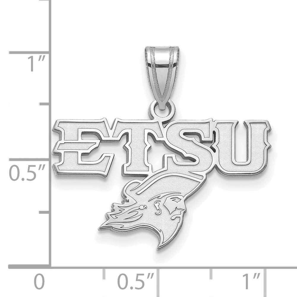 Alternate view of the 14K White Gold East Tennessee State ETSU Medium Pendant by The Black Bow Jewelry Co.