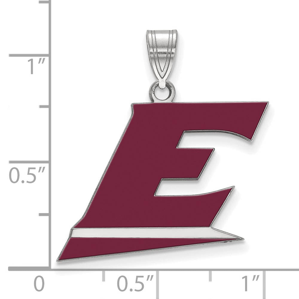 Alternate view of the Sterling Silver Rhodium Plated Eastern Kentucky LG 'E' Enamel Pendant by The Black Bow Jewelry Co.