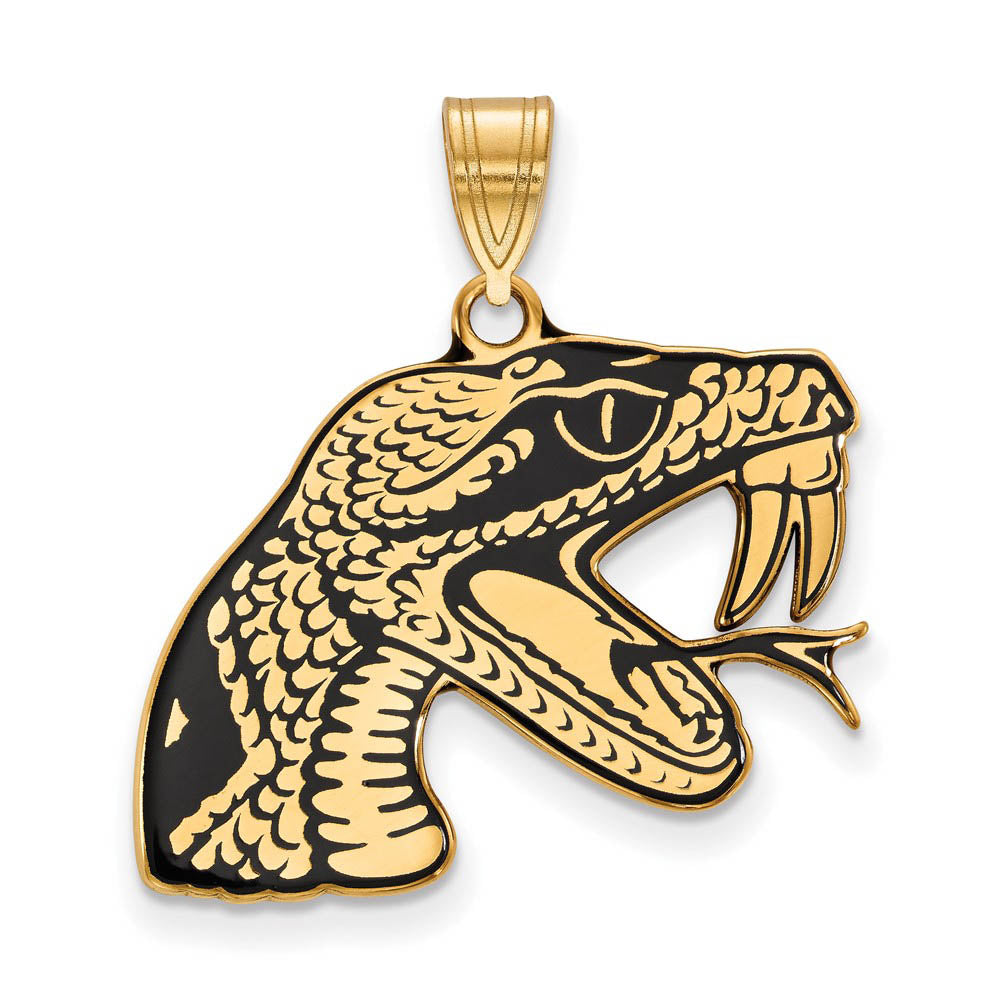 14K Yellow Gold Plated Sterling Silver Florida A&M LG Enamel Pendant, Item P30690 by The Black Bow Jewelry Co.