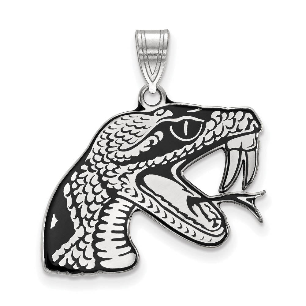 Sterling Silver Rhodium Plated Florida A&M LG Enamel Pendant, Item P30691 by The Black Bow Jewelry Co.