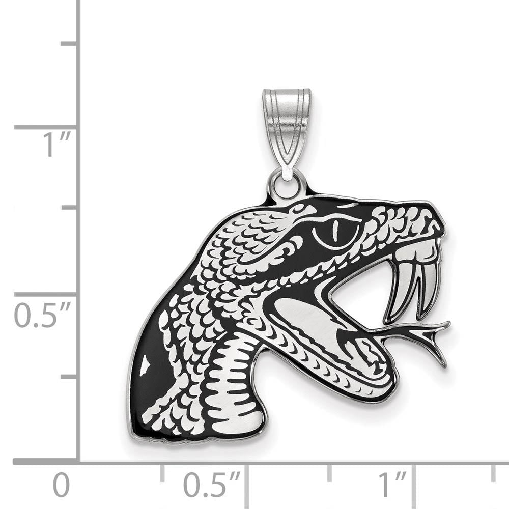Alternate view of the Sterling Silver Rhodium Plated Florida A&M LG Enamel Pendant by The Black Bow Jewelry Co.