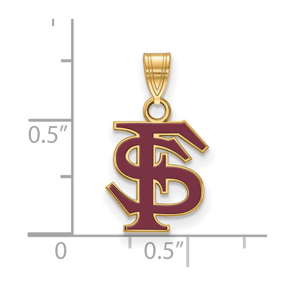 Alternate view of the 14K Yellow Gold Plated S. Silver Florida State MD Enamel FS Pendant by The Black Bow Jewelry Co.