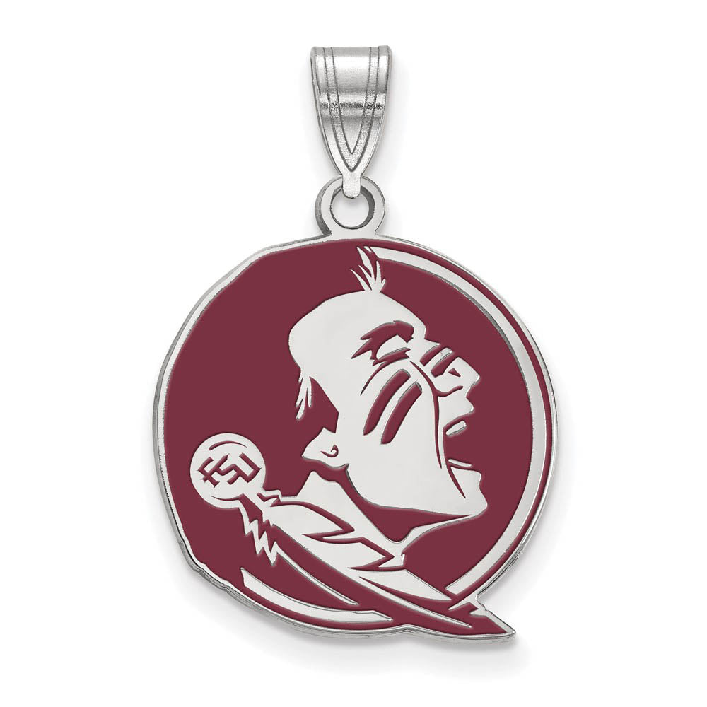 Sterling Silver Rhodium Plated Florida State Large Enamel Pendant, Item P30697 by The Black Bow Jewelry Co.