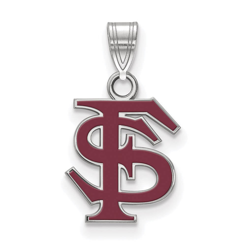 Sterling Silver Rhodium Plated Florida State MD Enamel FS Pendant, Item P30699 by The Black Bow Jewelry Co.