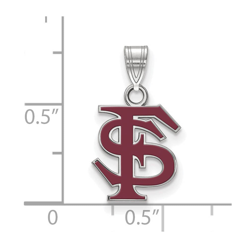 Alternate view of the Sterling Silver Rhodium Plated Florida State MD Enamel FS Pendant by The Black Bow Jewelry Co.