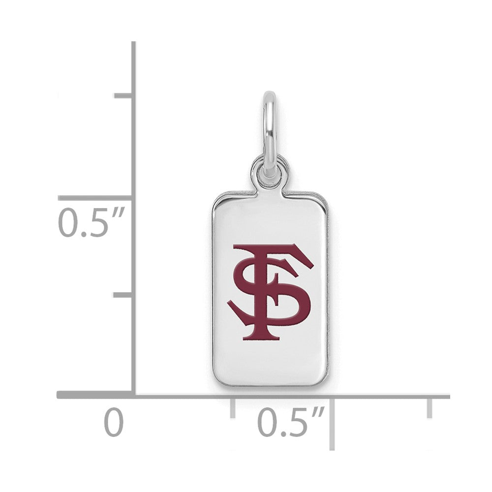 Alternate view of the Sterling Silver Rhodium Plated Florida State XS Enamel FS Tag Charm by The Black Bow Jewelry Co.