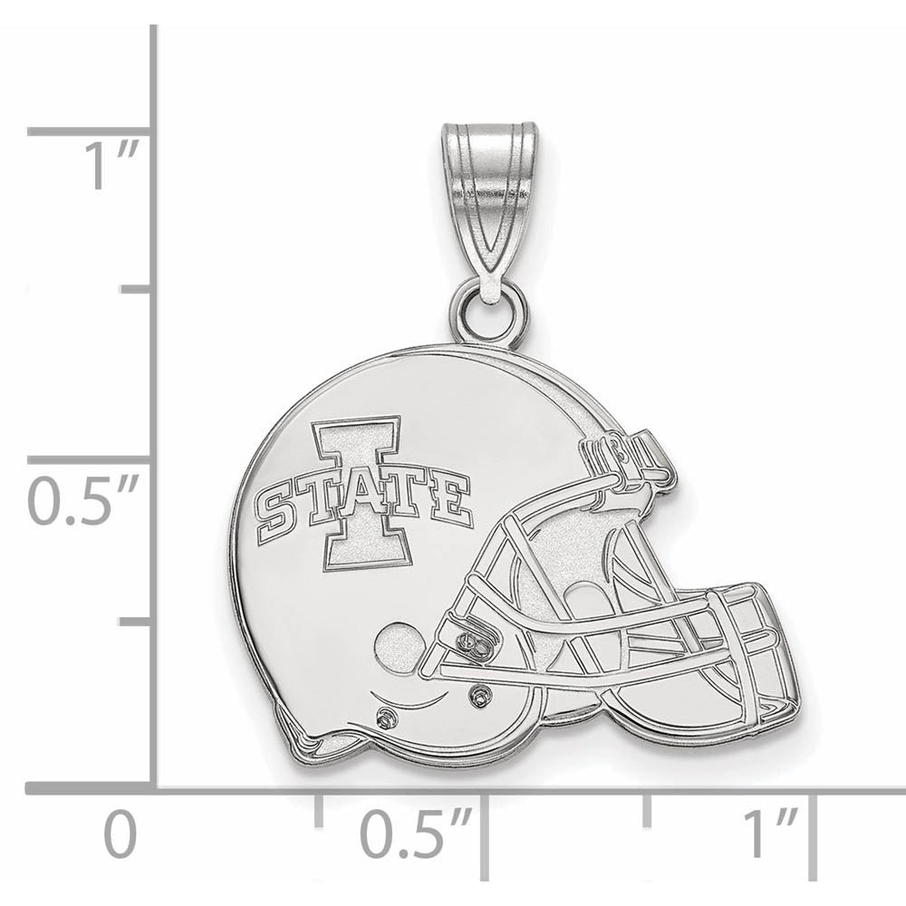 Alternate view of the 10K White Gold Iowa State University Flat Football Helmet Pendant by The Black Bow Jewelry Co.
