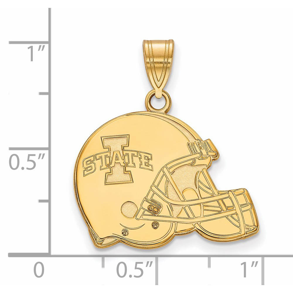 Alternate view of the 14K Yellow Gold Plated S.S. Iowa State Flat Football Helmet Pendant by The Black Bow Jewelry Co.