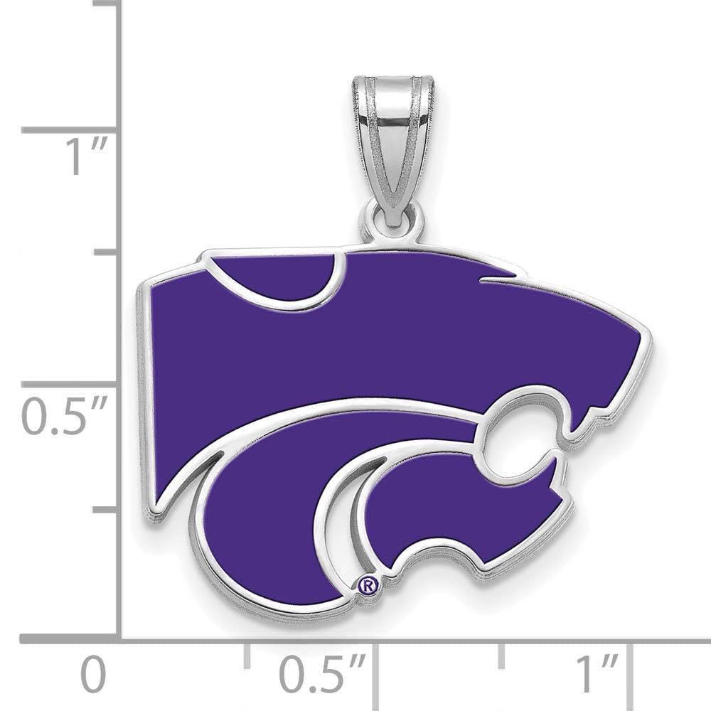 Alternate view of the Sterling Silver Rhodium Plated Kansas State U. Large Enamel Pendant by The Black Bow Jewelry Co.