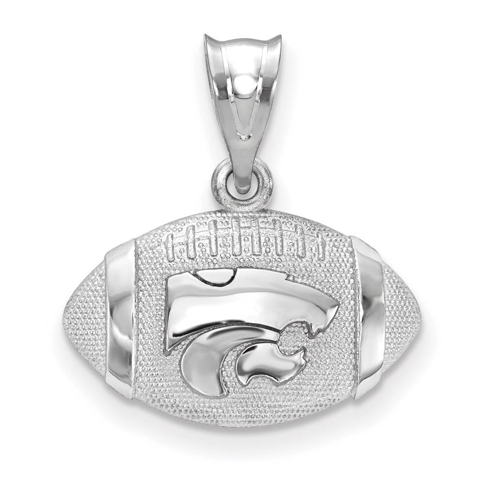 Sterling Silver Kansas State University Football with Logo Pendant, Item P30727 by The Black Bow Jewelry Co.