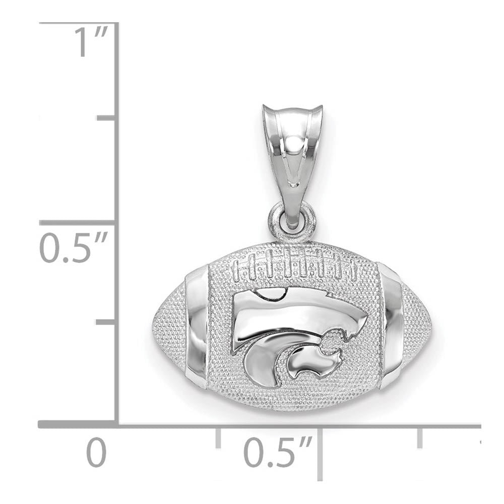 Alternate view of the Sterling Silver Kansas State University Football with Logo Pendant by The Black Bow Jewelry Co.