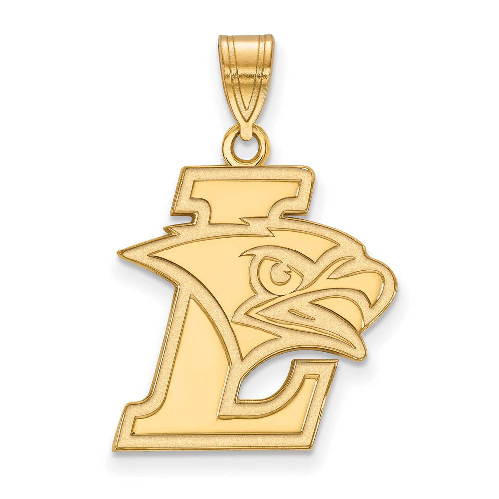 14K Yellow Gold Plated Sterling Silver Lehigh U. Large Logo Pendant, Item P30737 by The Black Bow Jewelry Co.