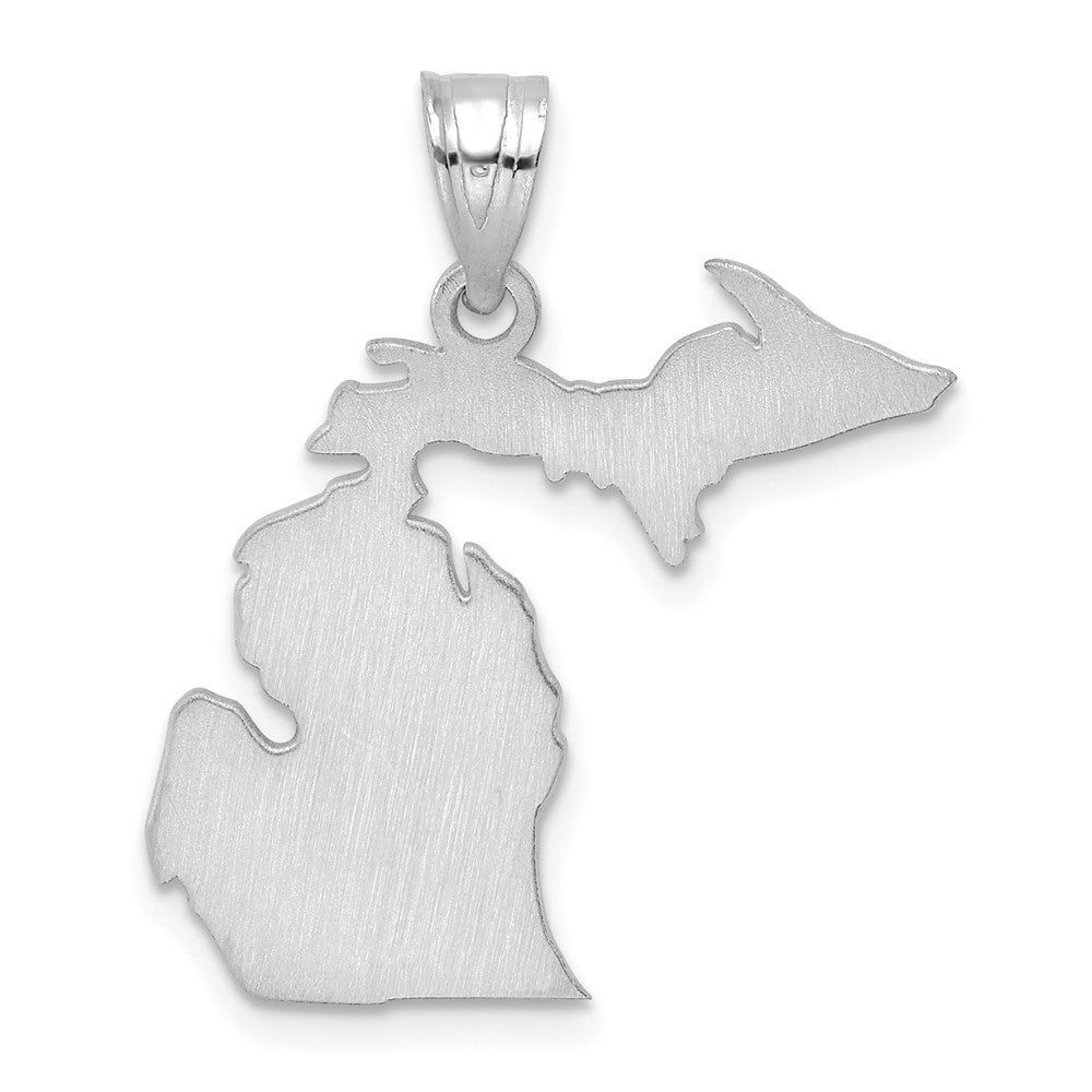 Alternate view of the Sterling Silver Rhodium Plated Michigan State U. Large State Pendant by The Black Bow Jewelry Co.