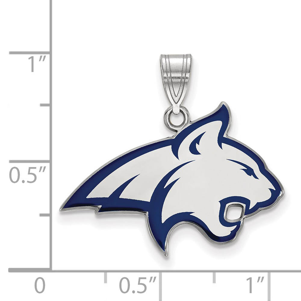 Alternate view of the Sterling Silver Rhodium Plated Montana State U. Large Enamel Pendant by The Black Bow Jewelry Co.