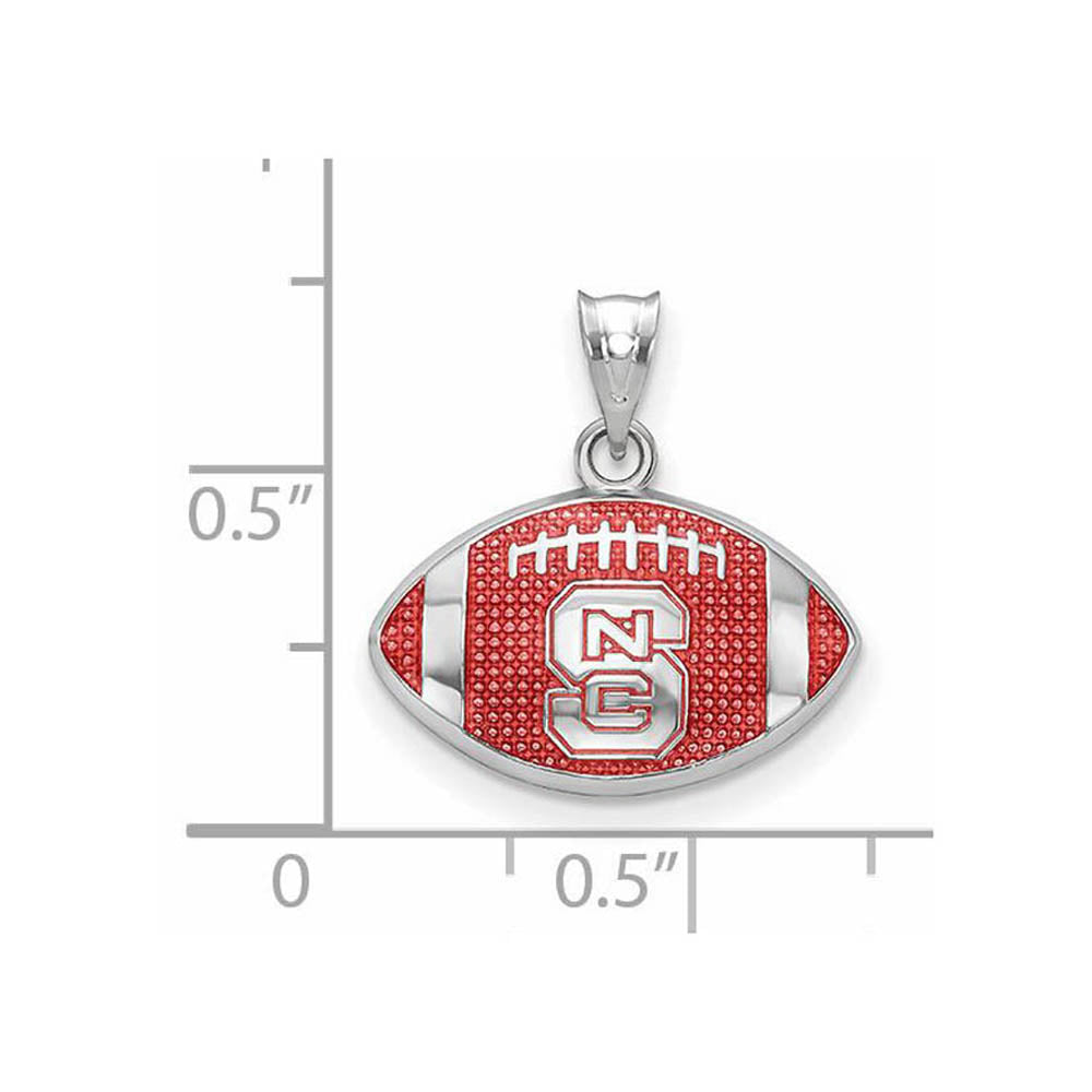 Alternate view of the Sterling Silver Rhod-Plated N. Carolina State Enamel Football Pendant by The Black Bow Jewelry Co.