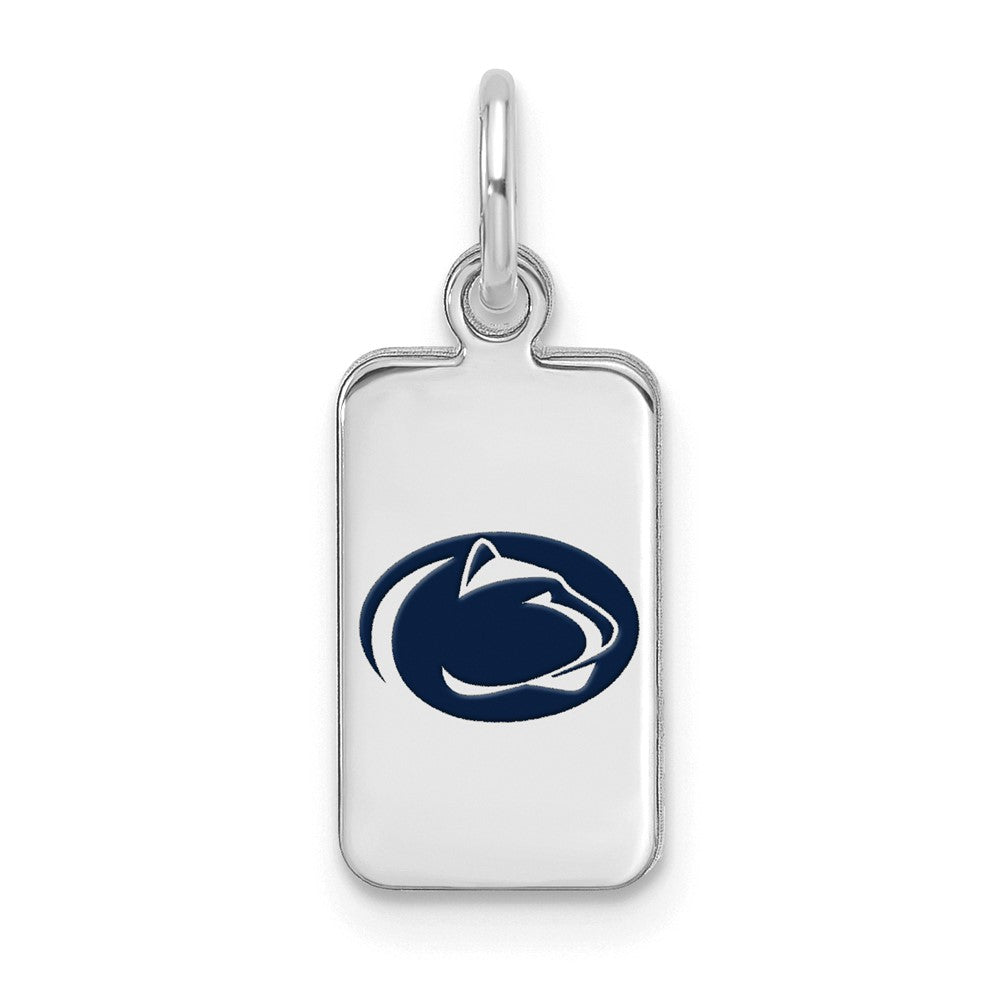 Sterling Silver Rhodium Plated Penn State Enamel XS (Tiny) Tag Charm, Item P30764 by The Black Bow Jewelry Co.