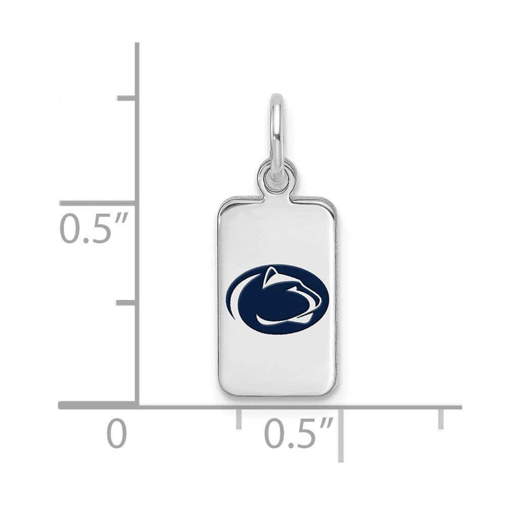 Alternate view of the Sterling Silver Rhodium Plated Penn State Enamel XS (Tiny) Tag Charm by The Black Bow Jewelry Co.