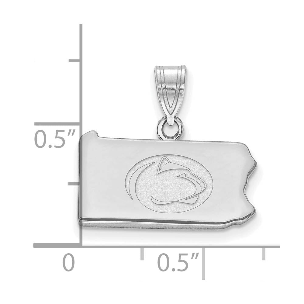 Alternate view of the Sterling Silver Rhodium Plated Penn State University State Pendant by The Black Bow Jewelry Co.