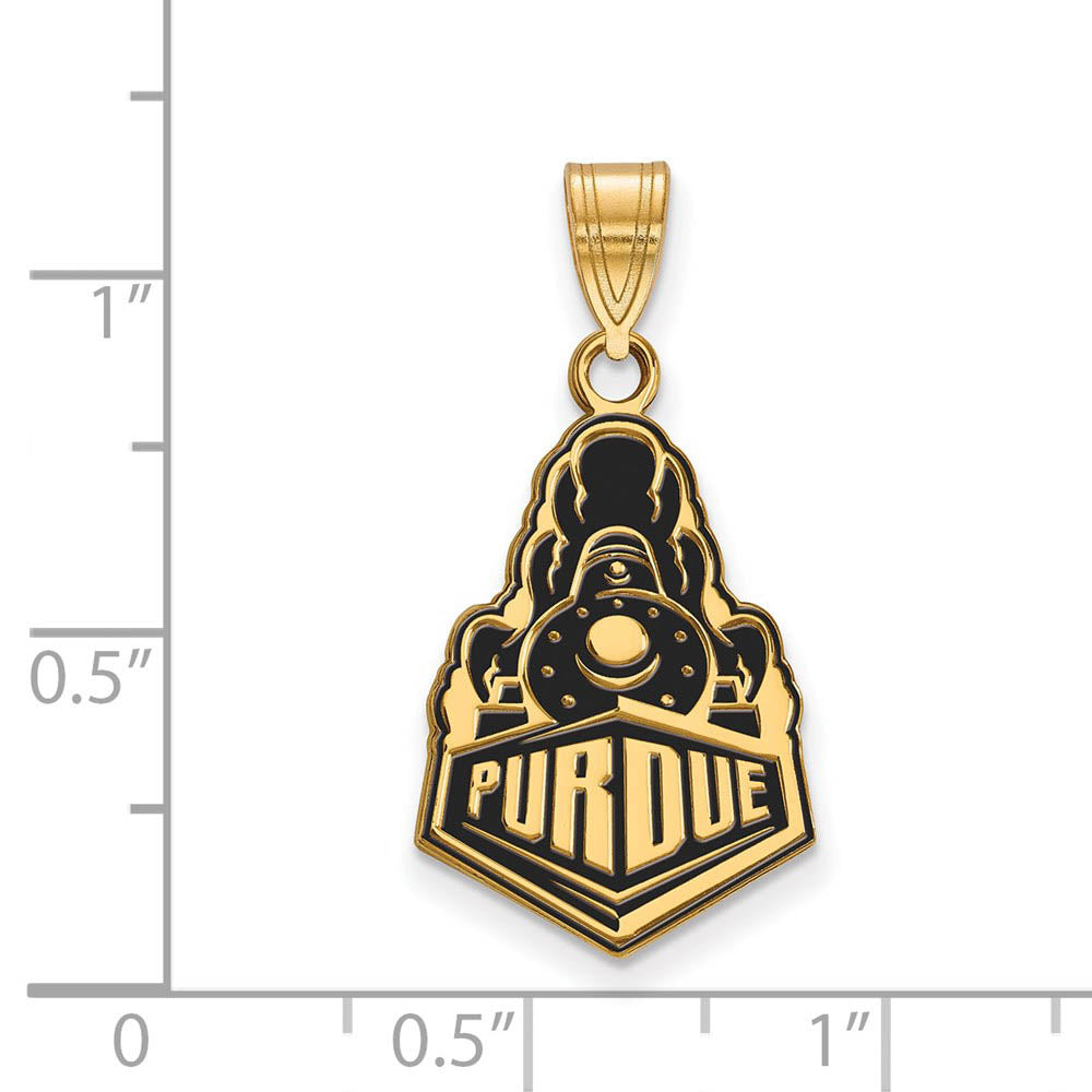 Alternate view of the 14K Yellow Gold Plated Sterling Silver Purdue LG Enamel Logo Pendant by The Black Bow Jewelry Co.