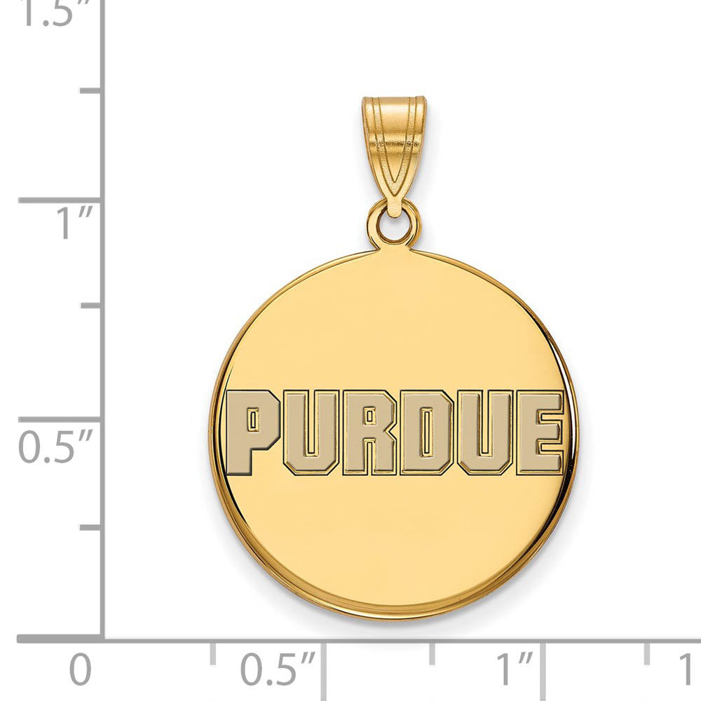 Alternate view of the 14K Yellow Gold Plated Sterling Silver Purdue LG Enamel Disc Pendant by The Black Bow Jewelry Co.