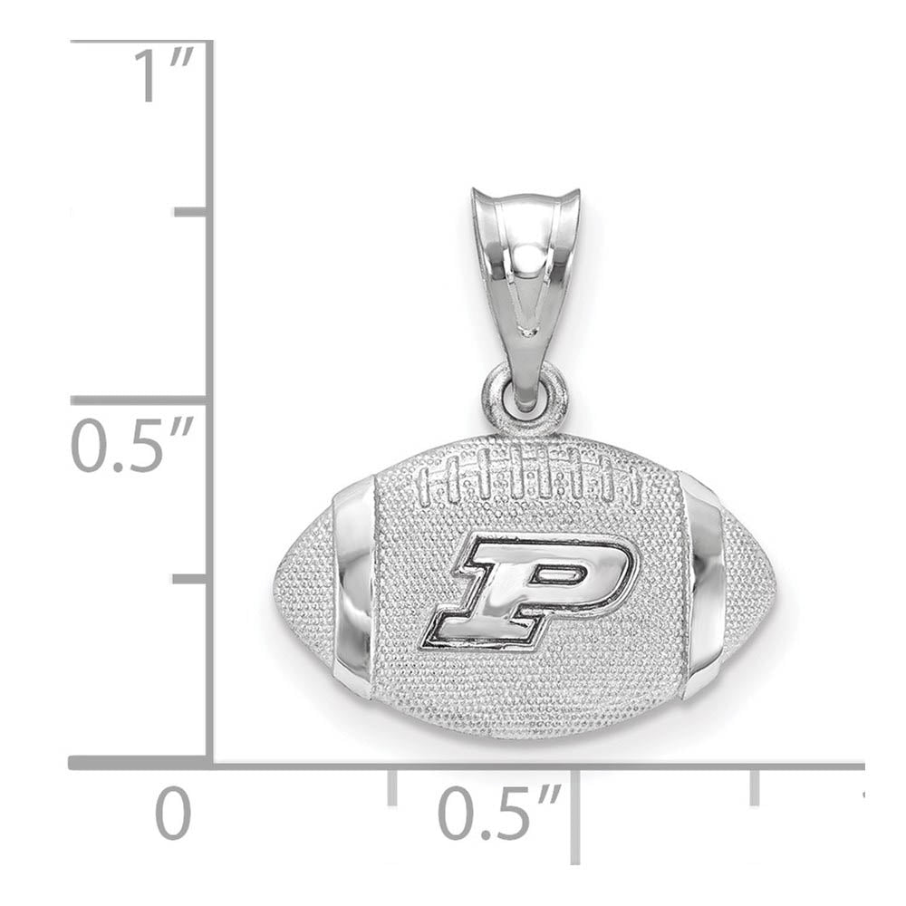Alternate view of the Sterling Silver Rhodium Plated Purdue Domed Football Pendant by The Black Bow Jewelry Co.