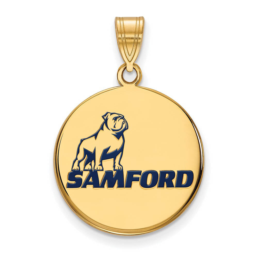14K Yellow Gold Plated Sterling Silver Samford U Large Enamel Pendant, Item P30777 by The Black Bow Jewelry Co.