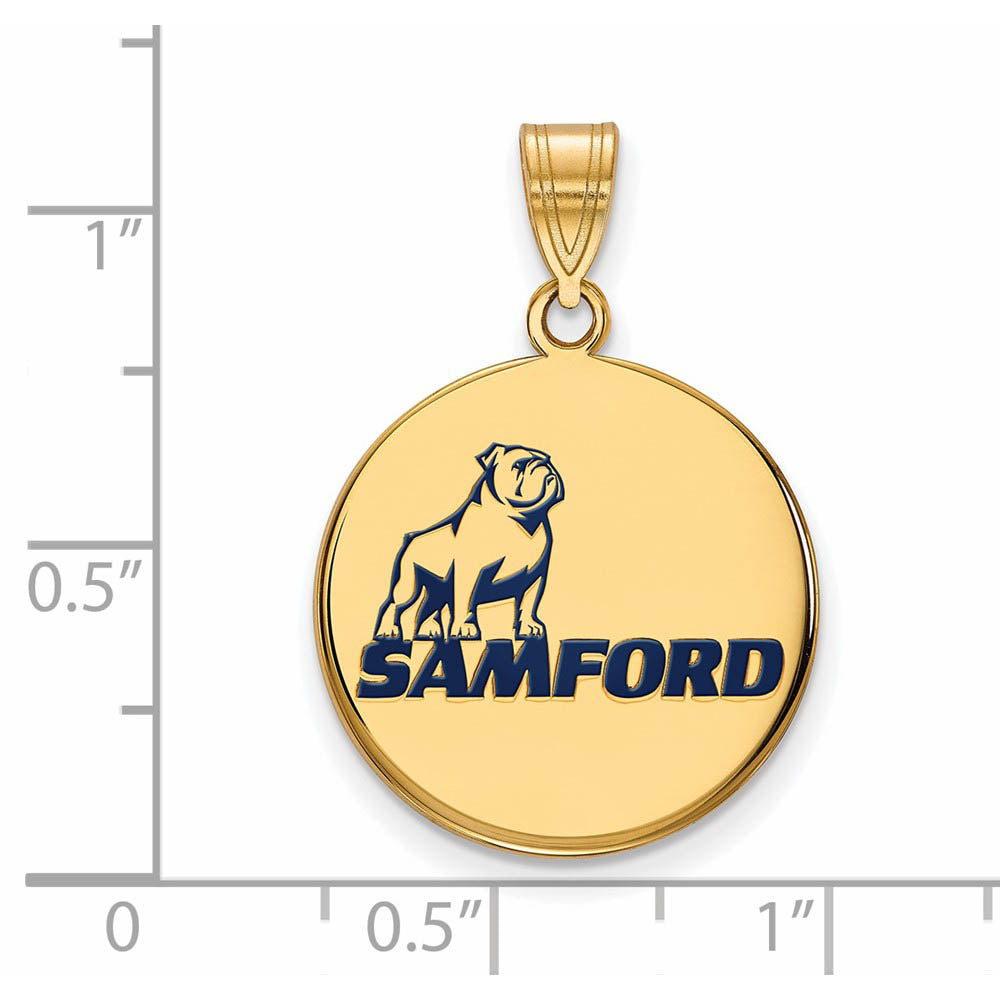 Alternate view of the 14K Yellow Gold Plated Sterling Silver Samford U Large Enamel Pendant by The Black Bow Jewelry Co.