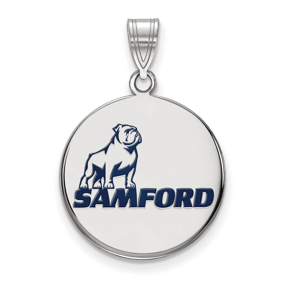 Sterling Silver Rhodium Plated Samford U. Large Enamel Disc Pendant, Item P30778 by The Black Bow Jewelry Co.