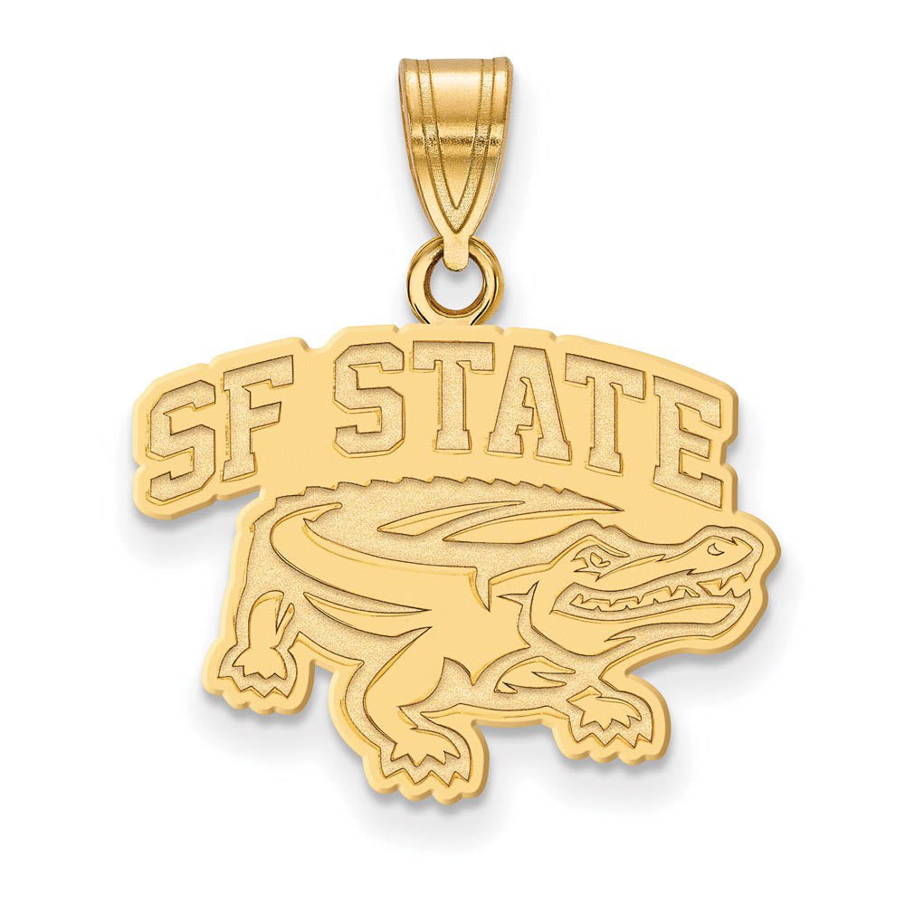 14K Yellow Gold Plated Sterling Silver San Francisco State MD Pendant, Item P30780 by The Black Bow Jewelry Co.