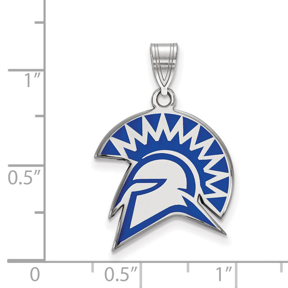 Alternate view of the Sterling Silver Rhodium Plated San Jose State Large Enamel Pendant by The Black Bow Jewelry Co.