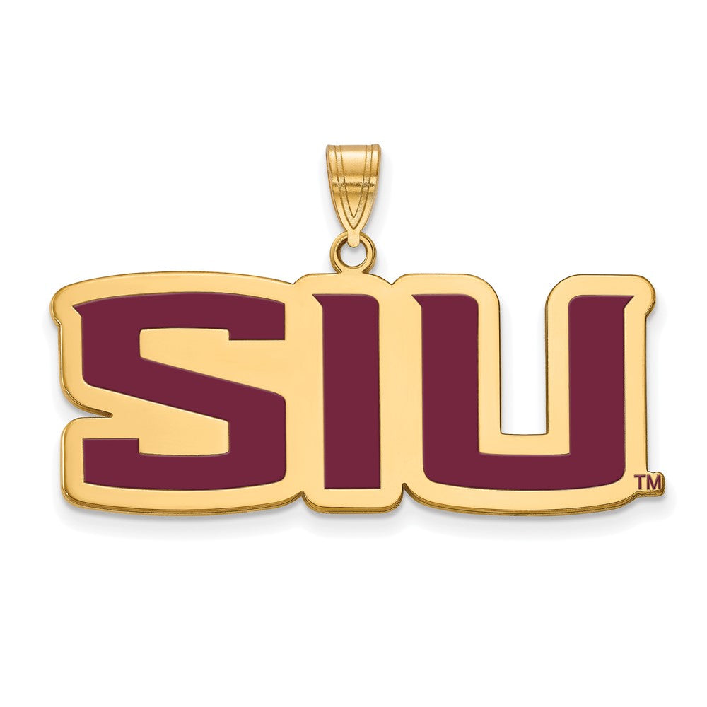 14K Yellow Gold Plated S. Silver Southern Illinois LG Enamel Pendant, Item P30784 by The Black Bow Jewelry Co.