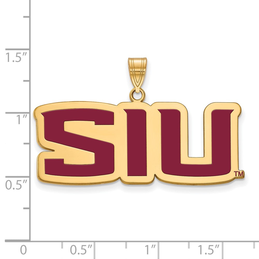 Alternate view of the 14K Yellow Gold Plated S. Silver Southern Illinois LG Enamel Pendant by The Black Bow Jewelry Co.