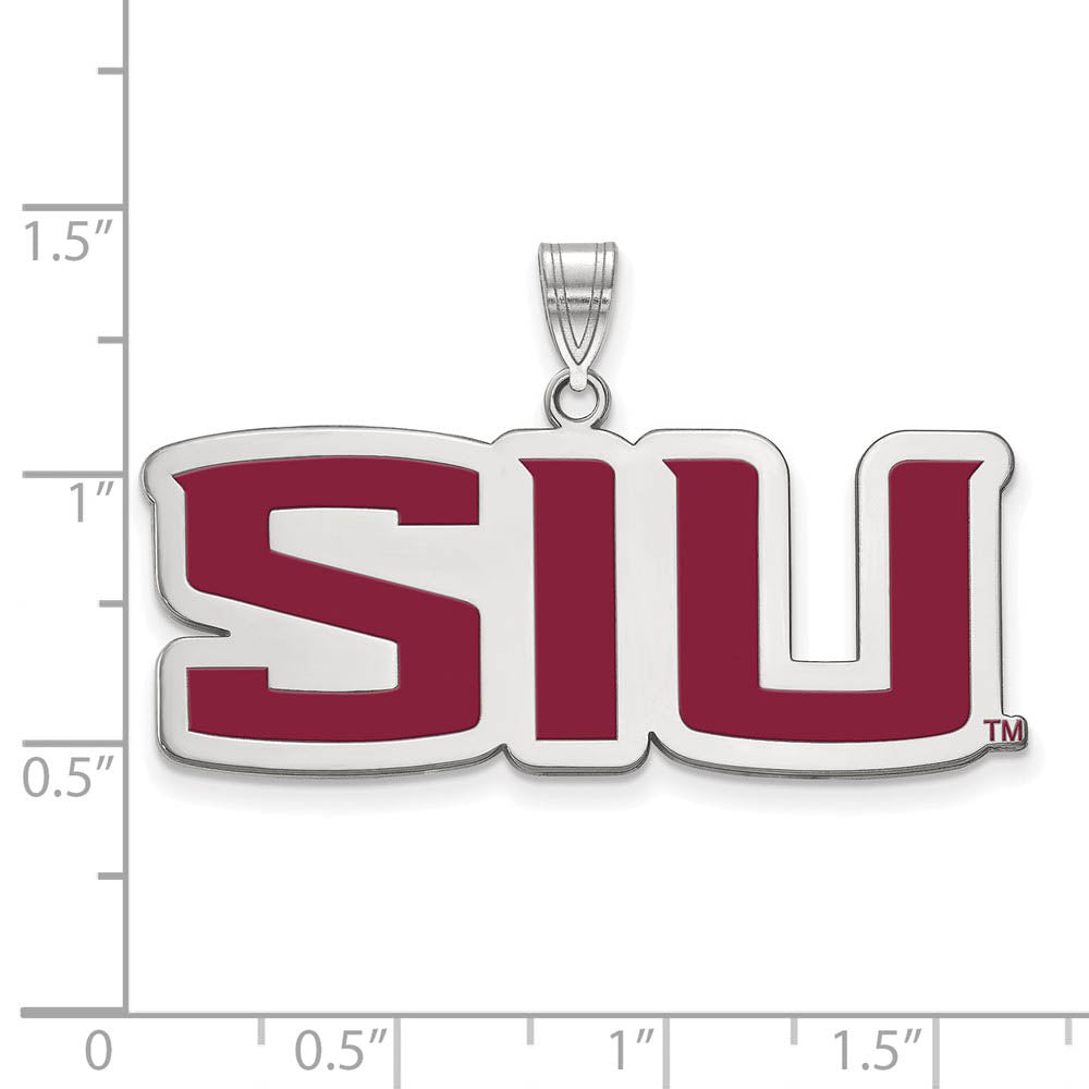 Alternate view of the Sterling Silver Rhodium Plated Southern Illinois U. LG Enamel Pendant by The Black Bow Jewelry Co.