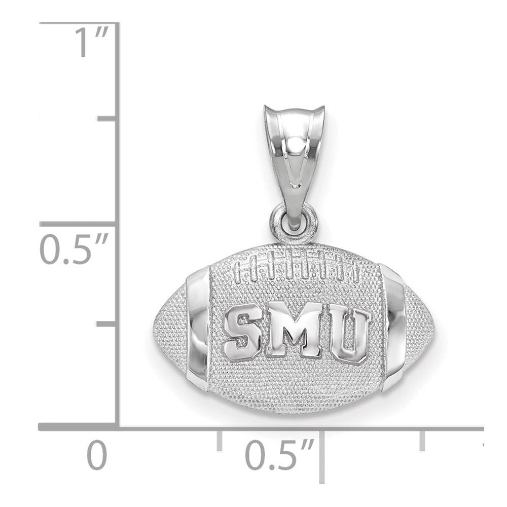 Alternate view of the Sterling Silver Rhodium Plated Southern Methodist U. Football Pendant by The Black Bow Jewelry Co.