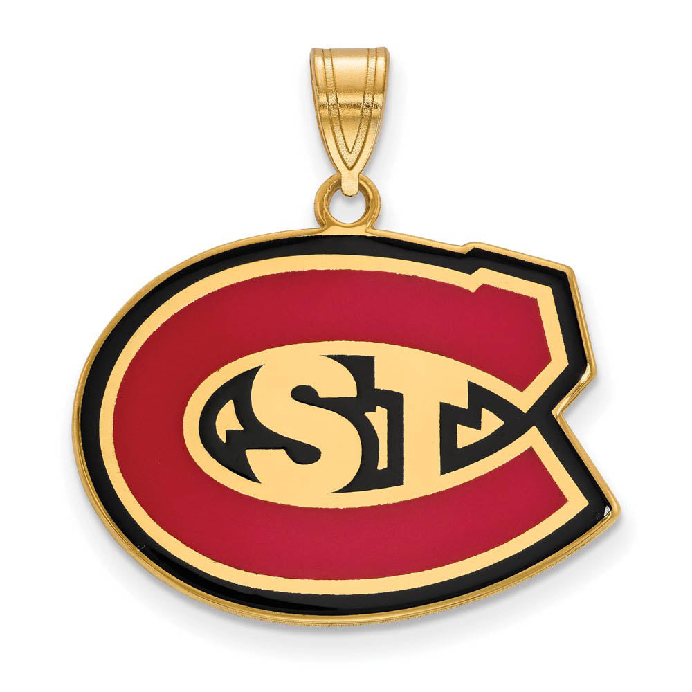 14K Yellow Gold Plated S. Silver St. Cloud State LG Enamel STC Pendant, Item P30787 by The Black Bow Jewelry Co.